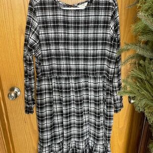 Terra & Sky Black and White Plaid Kids Dress